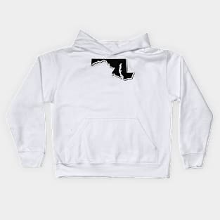 Black Maryland Outline Kids Hoodie